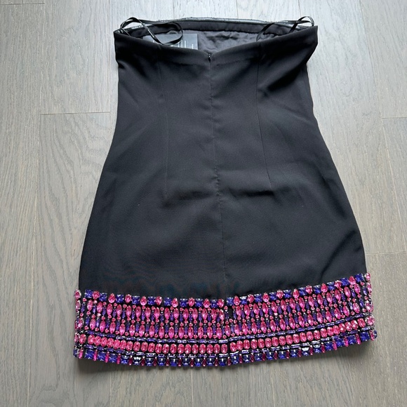Retrofete Martini Black Strapless Mini Dress Rhinestone Crystal - Small - Picture 3 of 14